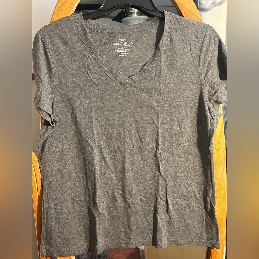 Faded Glory Women's Charcoal V-Neck Tee